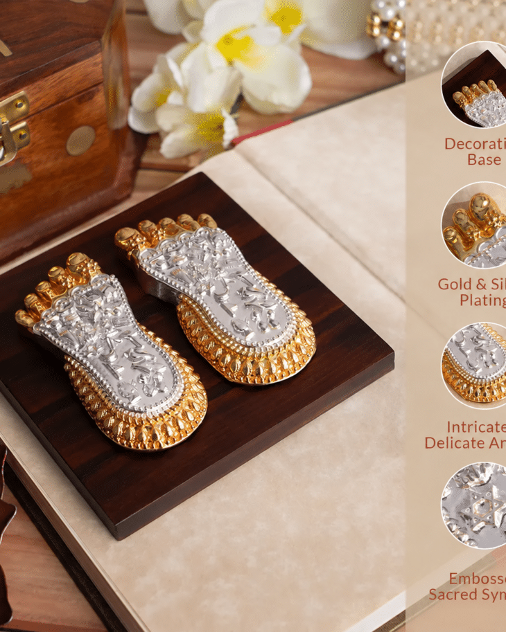 Lakshmi Charan Paduka with gold plated anklets - pooja room decor