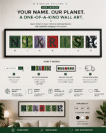 Personalised satellite name wall art - how it works, sizes A4 A3 A2 and frame colours
