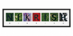 Custom name frame spelled with satellite images of Earth - black frame