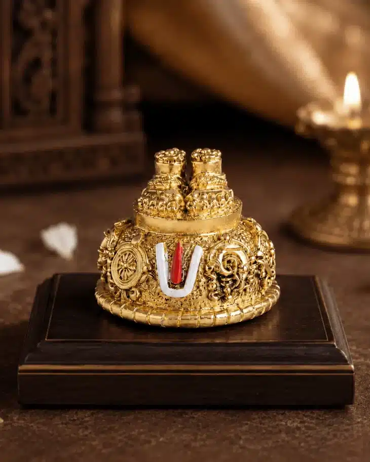 Tirupati Balaji Charan idol with Shankh Chakra Namam – 24K gold plated