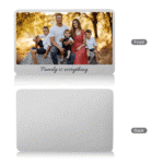 Metal wallet card front with family photo and back view