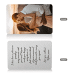Engraved metal wallet insert with romantic couple photo