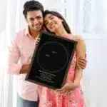 Personalised star map for couples with two highlighted stars and acrylic glass