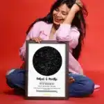 Couple star map frame Stars Above Us with names and acrylic glass