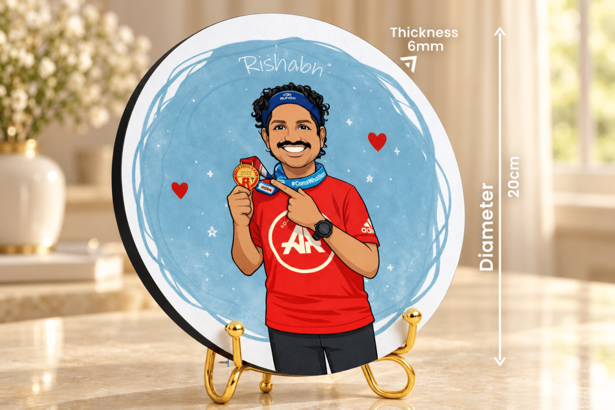 Custom caricature plaque made from photo – front view