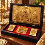 Balaji pocket temple gold plated on wooden console