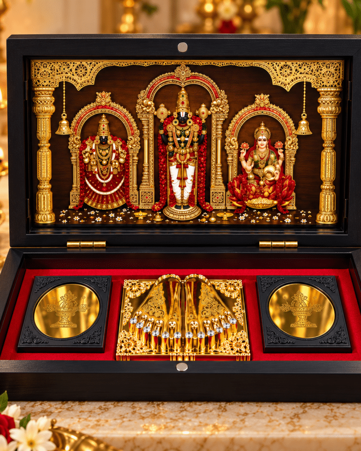 Balaji Pocket Temple 24K Gold Plated – Divine Lord Venkateswara Gift by Nikrish