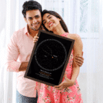 Custom star map frame with acrylic glass – personalised night sky gift for couples