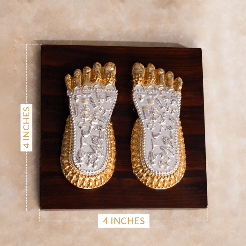 Maa Lakshmi Charan Paduka gold and silver plated footprints