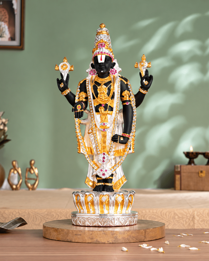 Tirupati Balaji Idol 5 Inch – 24K Gold & Silver Plated